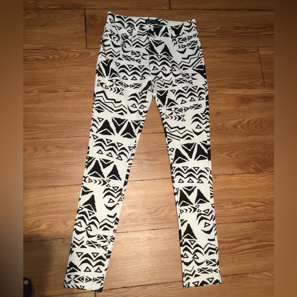 Chocolate Black & White Polyester Skinny Pants SZ Small